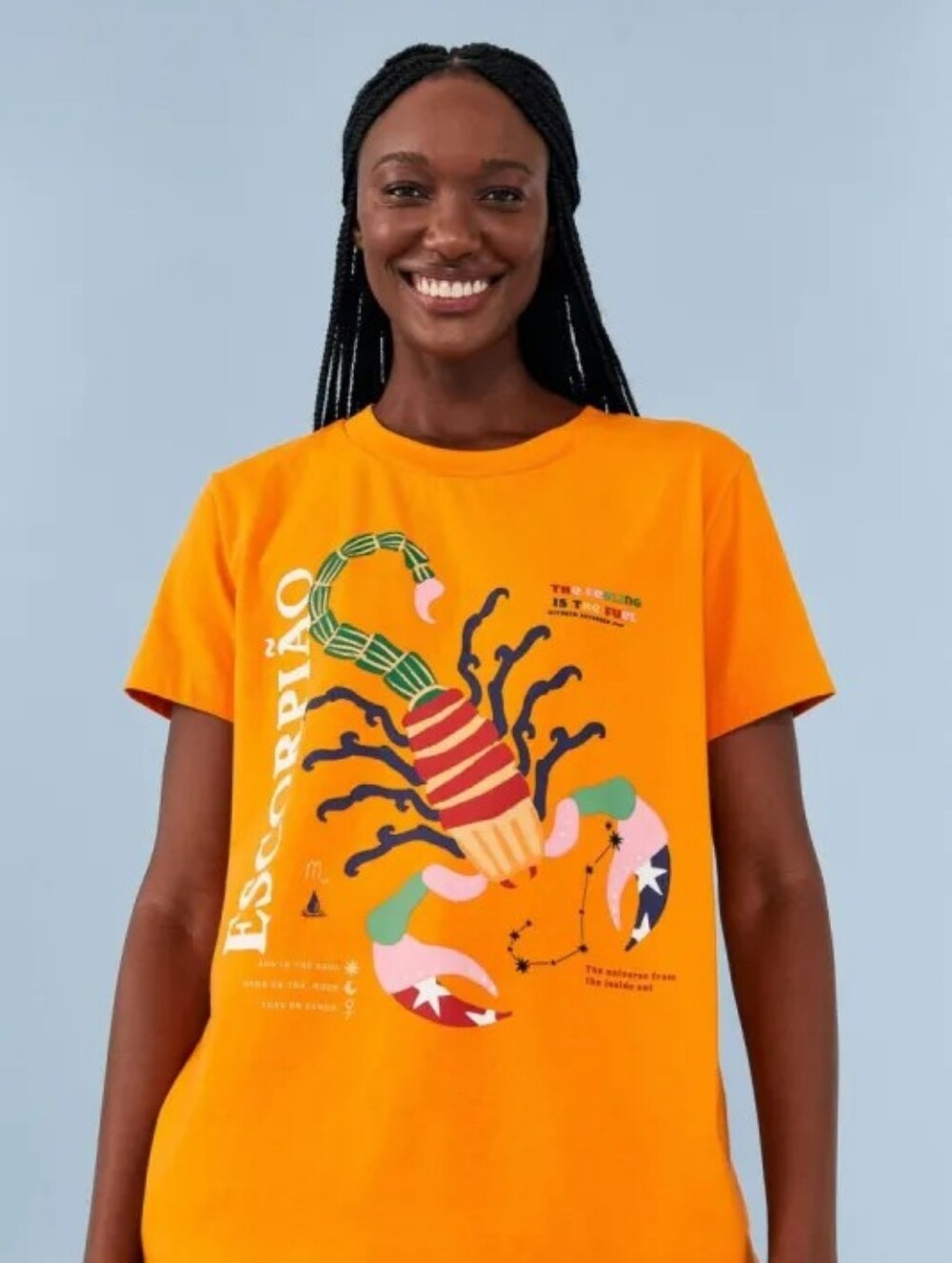 FARM Rio Scorpio Zodiac Graphic Tee Orange Cotton T-Shirt Size